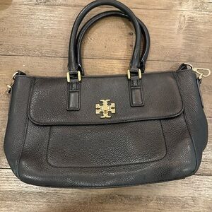 Tory Burch Black Satchel with Gold Accents
